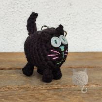 szydełkowy czarny kot brelok